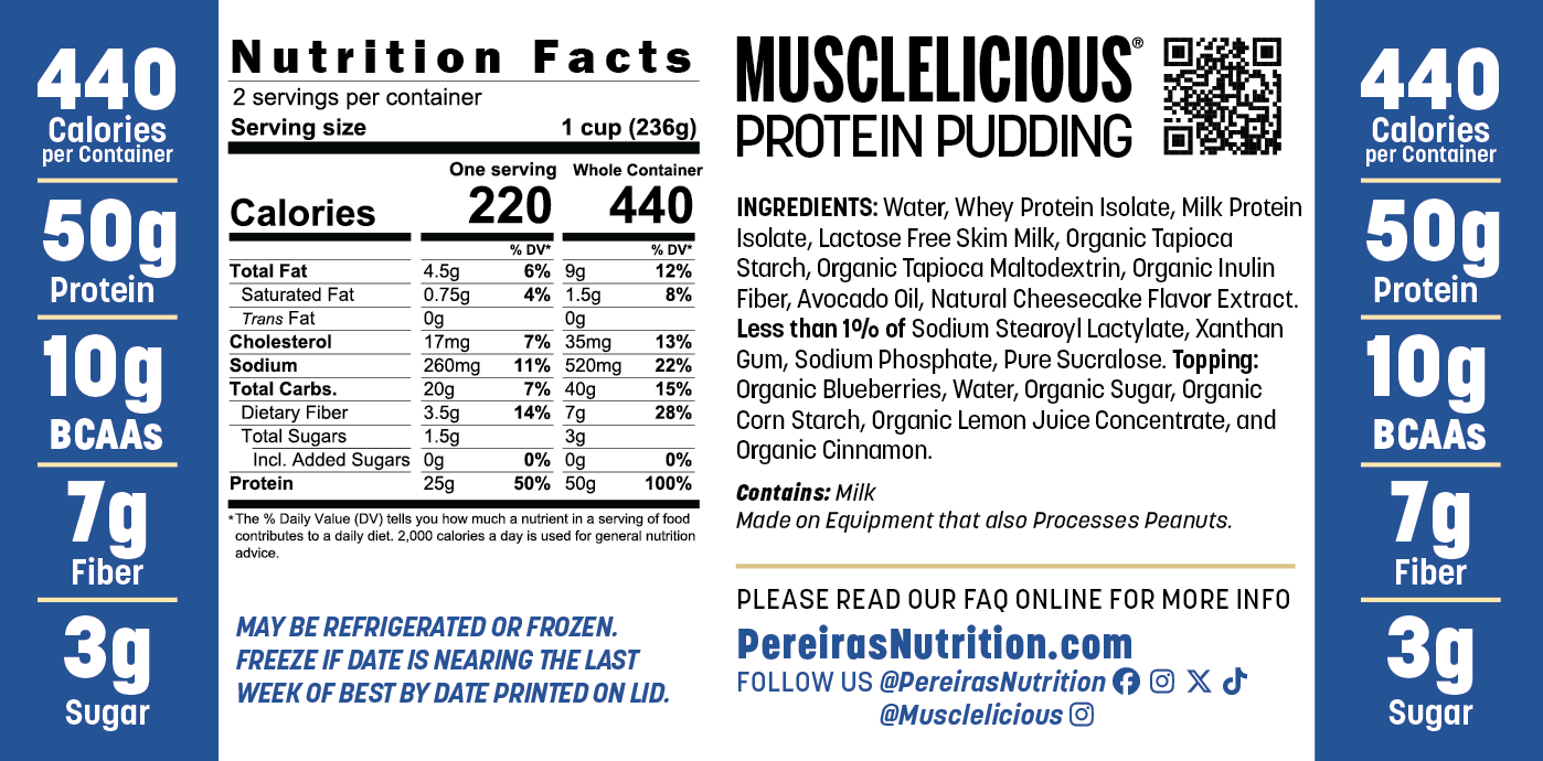 MUSCLELICIOUS® Blueberry Cheesecake Protein Pudding