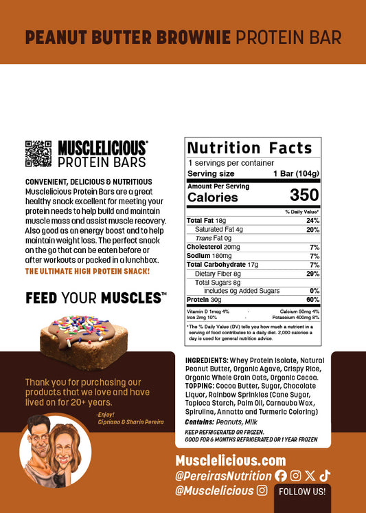 MUSCLELICIOUS® Peanut Butter Brownie Protein Bar