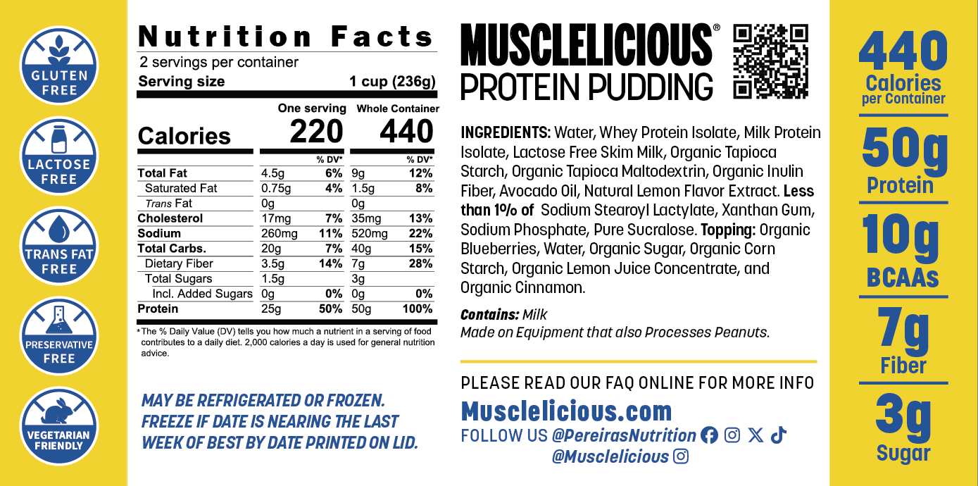 MUSCLELICIOUS® Blueberry Lemon Protein Pudding