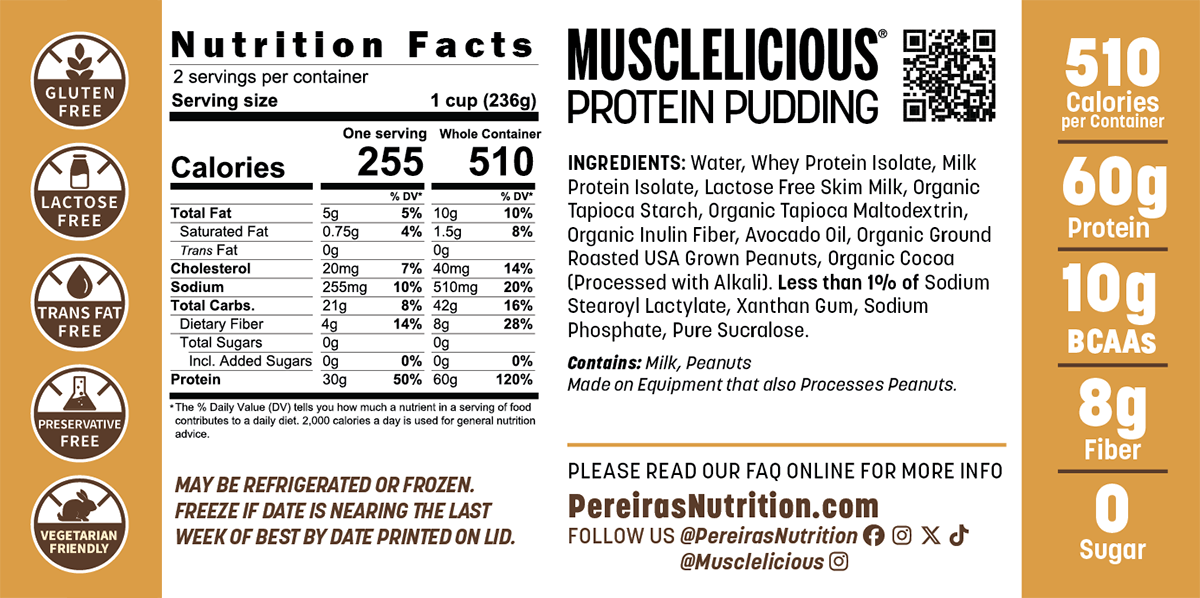 MUSCLELICIOUS® Chocolate Peanut Butter Protein Pudding