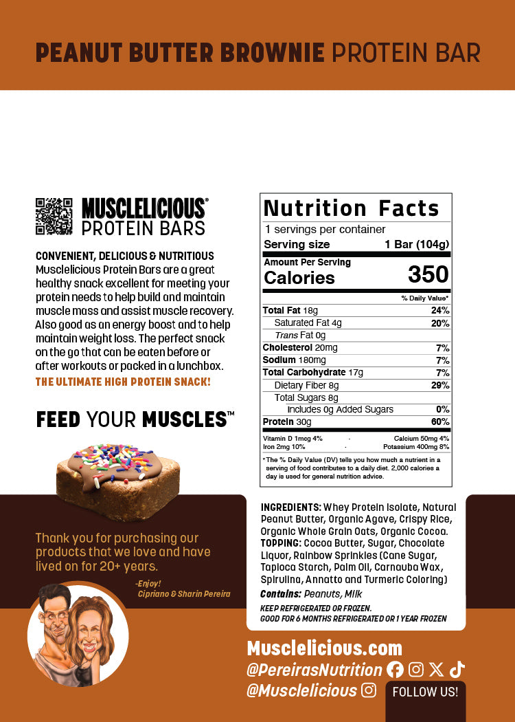 MUSCLELICIOUS® Peanut Butter Brownie Protein Bar
